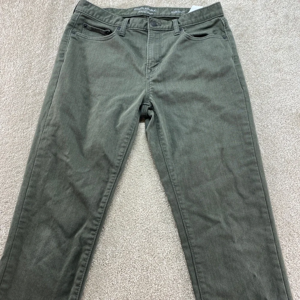 Banana Republic‎ Jeans Mens 31x34 Athletic Fit Travel Olive Green Stretch Chino
